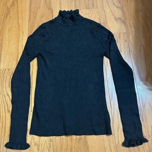 Express Black Long Sleeve Ruffled Top